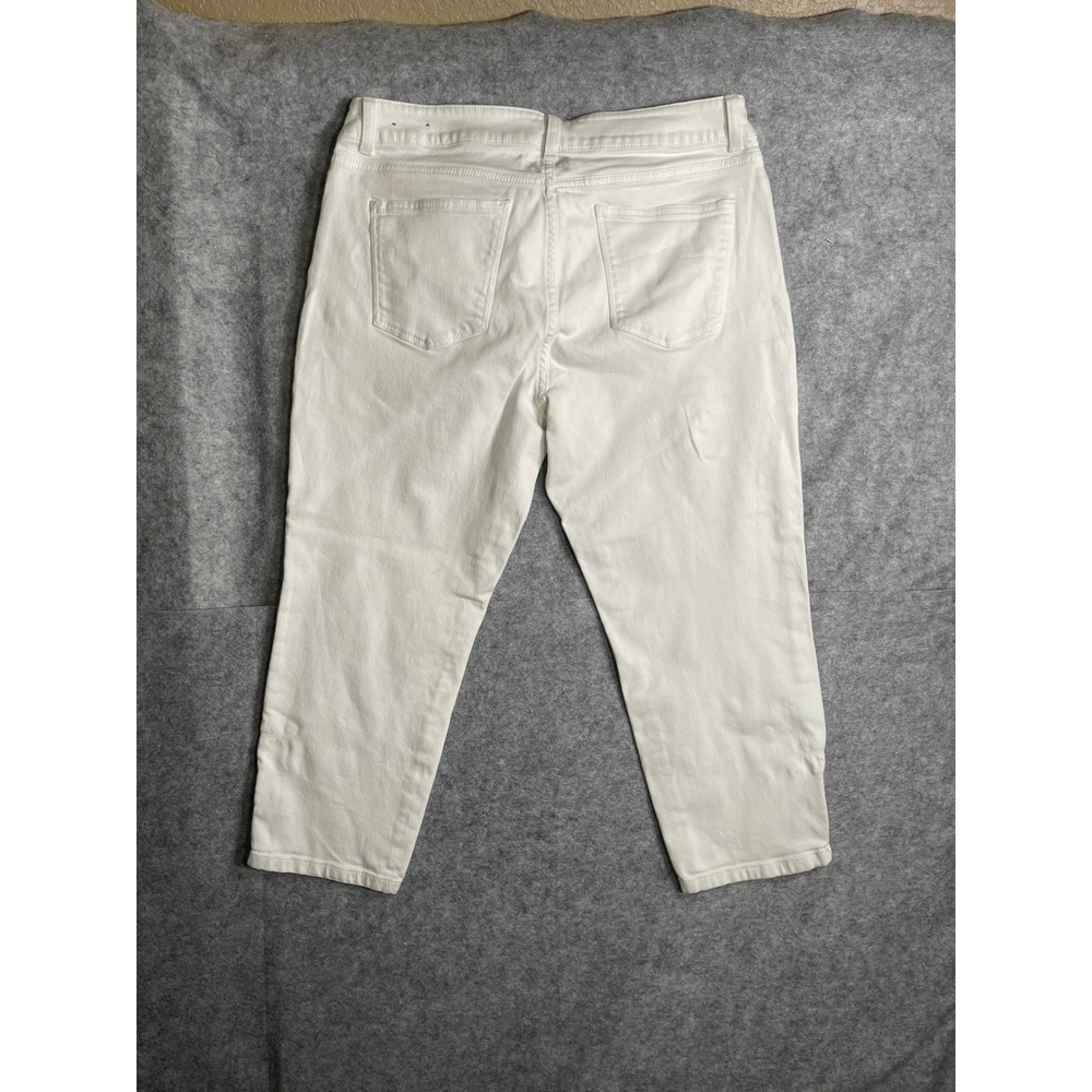 Talbots Signature Crop Pants White Denim Ankle Zip Petite 12P Mid Rise Womens - Picture 11 of 13